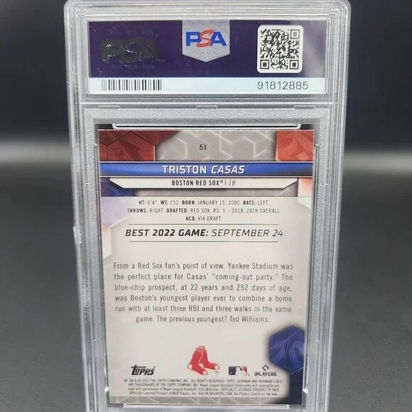 Triston Casas 2023 Bowman's Best Rookie RC PSA 10 GEM Low Population - Picture 2 of 2